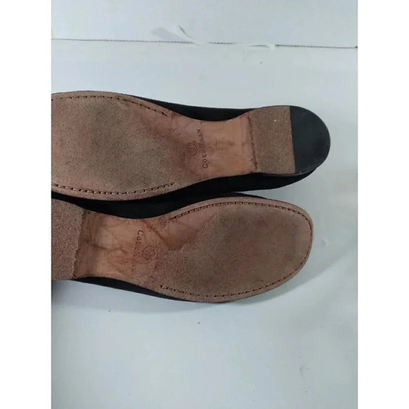 Cole Hann Black Suede Loafers Gold Buckle Accent Sz 9.5 AA - Picture 10 of 11